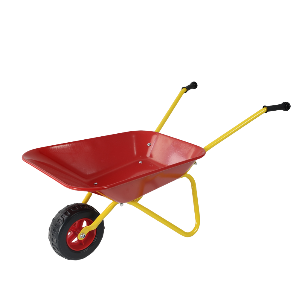 Children's metal trolley, children's trolley, children's heavy vehicle, metal structure two-wheeled trolley, steel pallet, can be used in gardens, loading leaves, soil, sand, etc. (red)