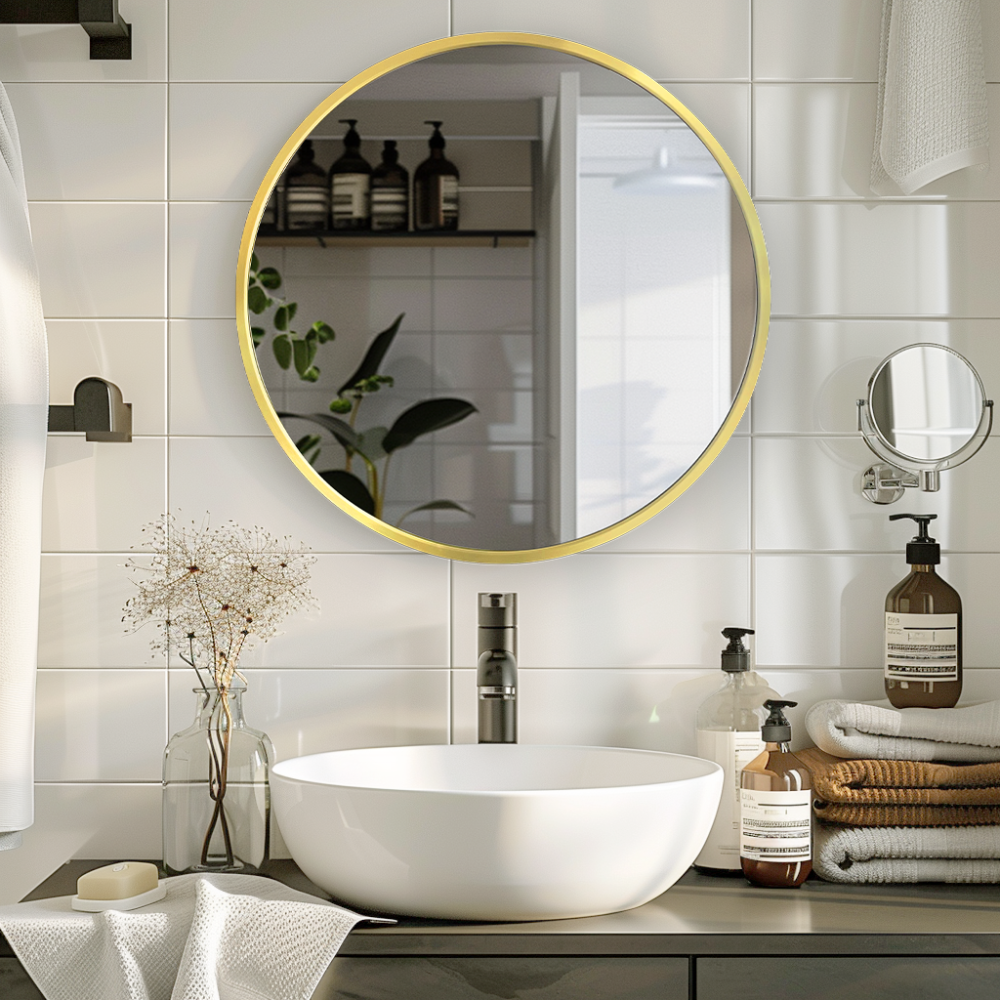 24x24 inch Black Metal Framed Wall mount Bathroom Medicine Cabinet with Mirror