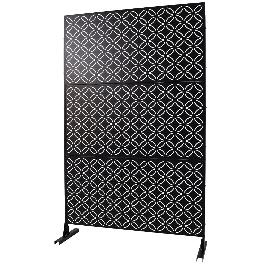 Outdoor & Indoor Privacy Screen Metal Privacy Screen 76" H×48" W, Freestanding Decorative Privacy Screen for Deck Balcony Patio, Privacy Fence Panels for Outside Lawn Garden PS107 BLACK