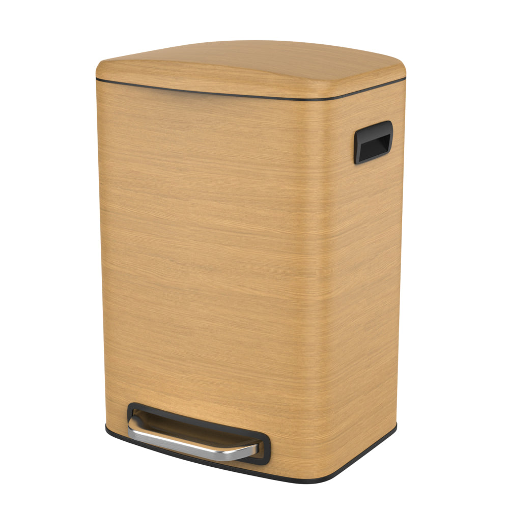 13 Gallon 50L Kitchen Foot Pedal Operated Soft Close Trash Can - Stainless Steel Rectangular Bustbin with 30 Garbage Bags - White