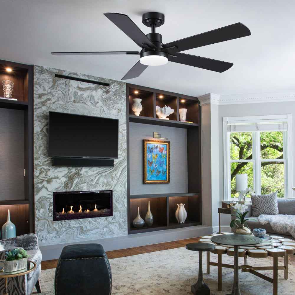 52" Black Lowe Profile Ceiling Fan with Light