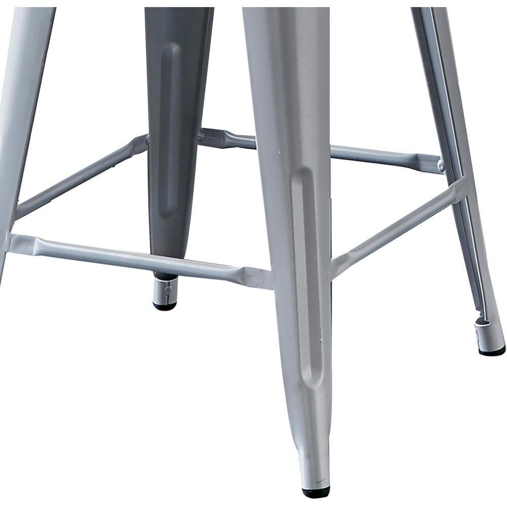 Modern Light Weight Industrial Contemporary Rustic Vintage Costal Metal Barstools with Bucket Back and 4 Leg Design, Seat Bar Stools (Set of 2) (24" Seat, Distressed White)