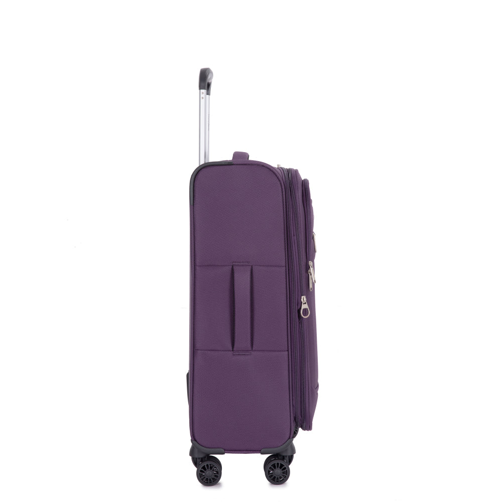3-Piece Set (18/Travelbag/toiletry bag) ,Softshell Suitcase Spinner Wheels Terylene Polyester Luggage Sets Carry On Suitcase Luggage Lightweight Durable Suitcase PURPLE