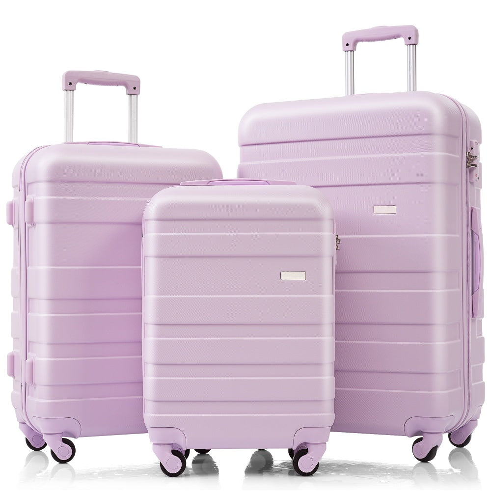 Luggage Sets New Model ABS Hardshell 3pcs Clearance Luggage Hardside Lightweight Durable Suitcase sets Spinner Wheels Suitcase with TSA Lock 20''24''28''( light brown)