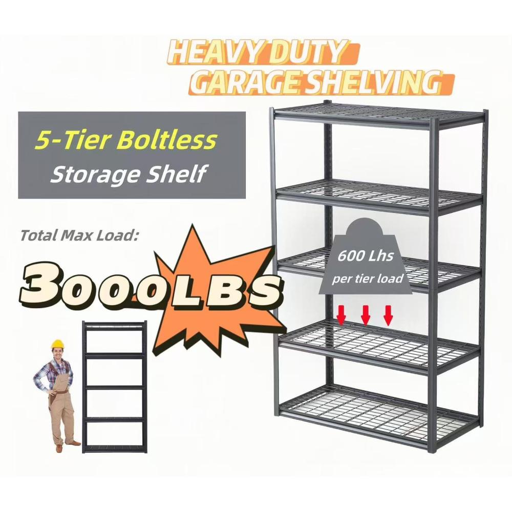 5 Tier Heavy Duty Metal Storage Shelves ,Easy to Assemble ,Adjustable ,Storage Shelves for Basements, Garages and Kitchen, 72 "H*47.2 "W*17.7 "D