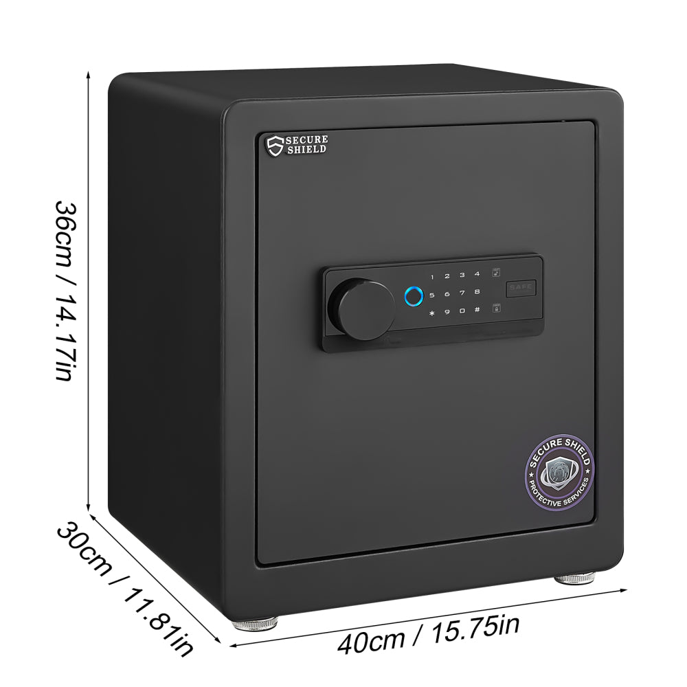 1.52 Cuft Safe Box, Solid Alloy Steel Office Hotel Home Safe, Security Digital Safes Box with Electronic Keypad, Spare Key, Smart Alert, Mute Mode, Anti-Theft Safe for Document Money Valuable