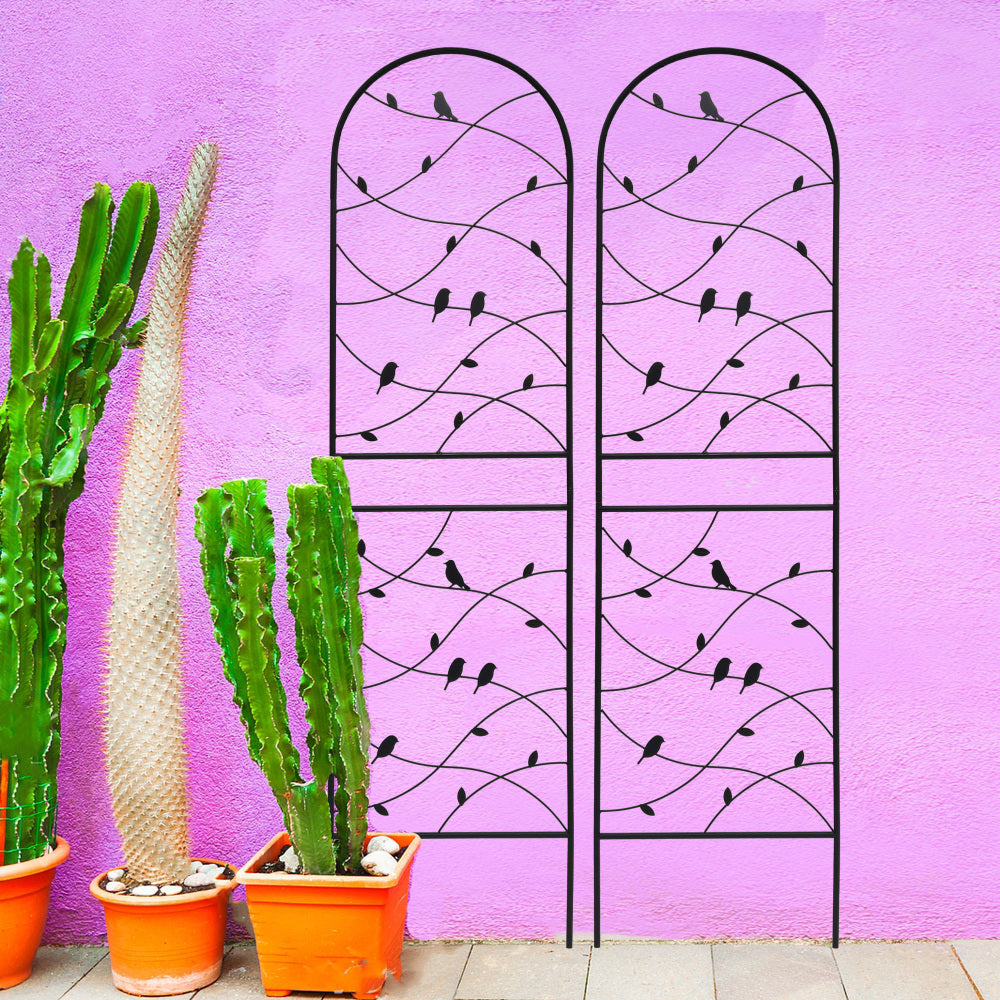 2 Pack Metal Garden Trellis 86.7" x 19.7" Rustproof Trellis for Climbing Plants Outdoor Flower Support Bird Deco Black