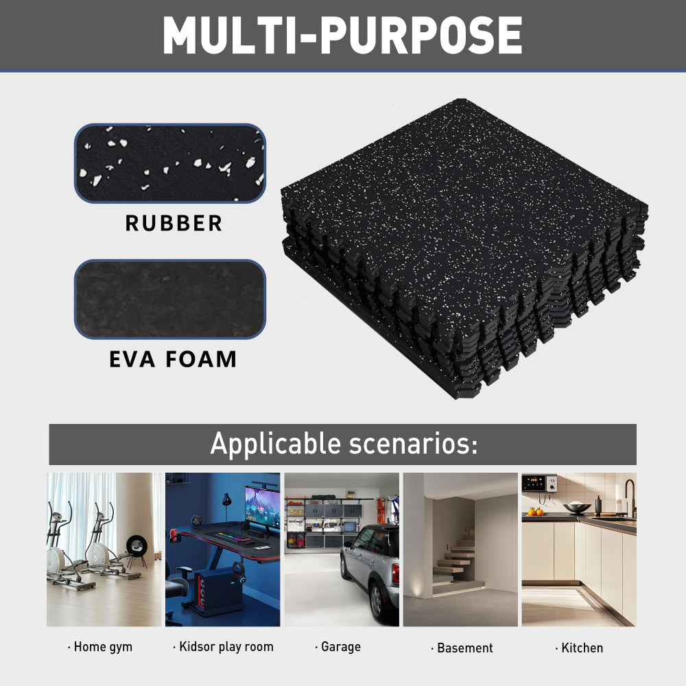 0.56 Inch EVA Foam Puzzle Exercise Mat - 12 Pieces for Home Gym, Shock-Absorbing Noise Reduction, Workout Equipment, Easy Assembly Gym Flooring
