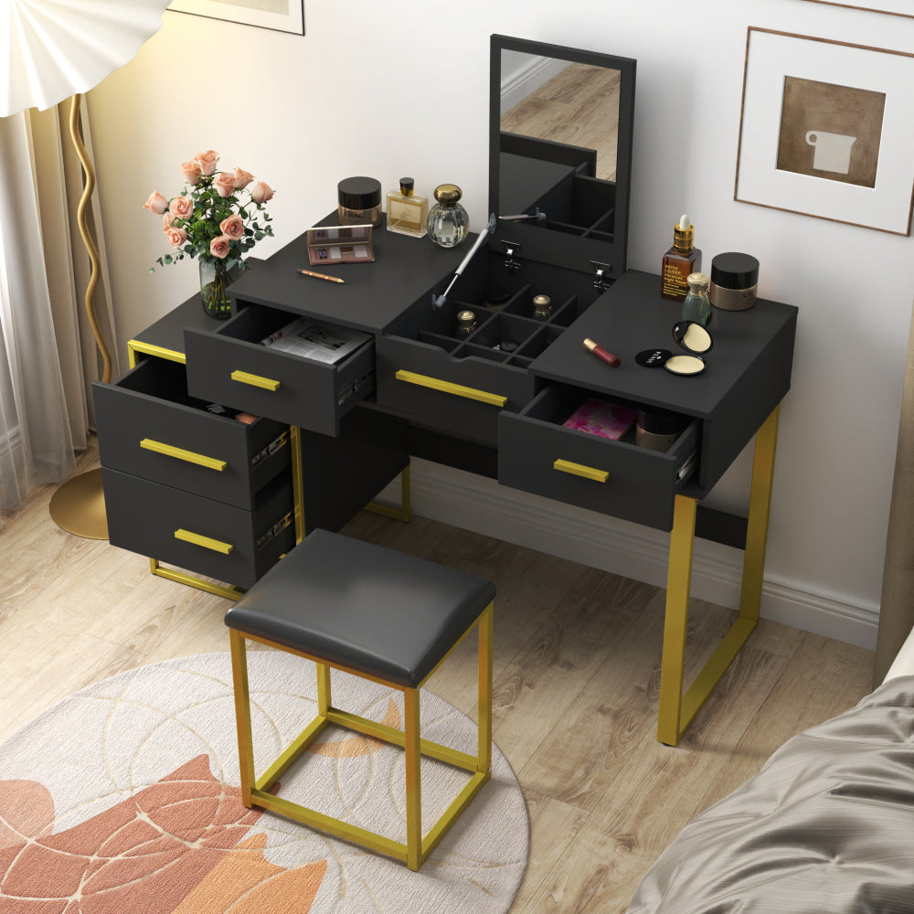 Pink modern simple hair desk, multi-layer storage space