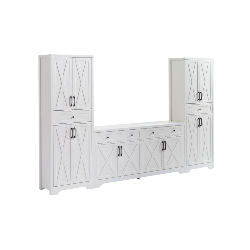 61 inch TV cabinet for living room, multifunctional combination TV cabinet, large capacity storage cabinet, can be used in living room, bedroom, office area, white, 61.3''L x 15''W x 29.8''H.