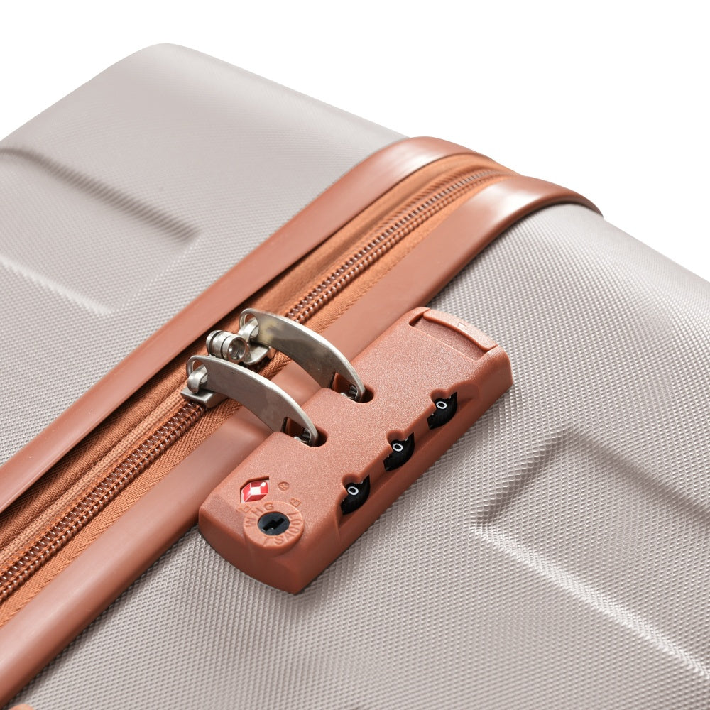 Luggage Sets New Model ABS Hardshell 3pcs Clearance Luggage Hardside Lightweight Durable Suitcase sets Spinner Wheels Suitcase with TSA Lock 20''24''28''( light brown)