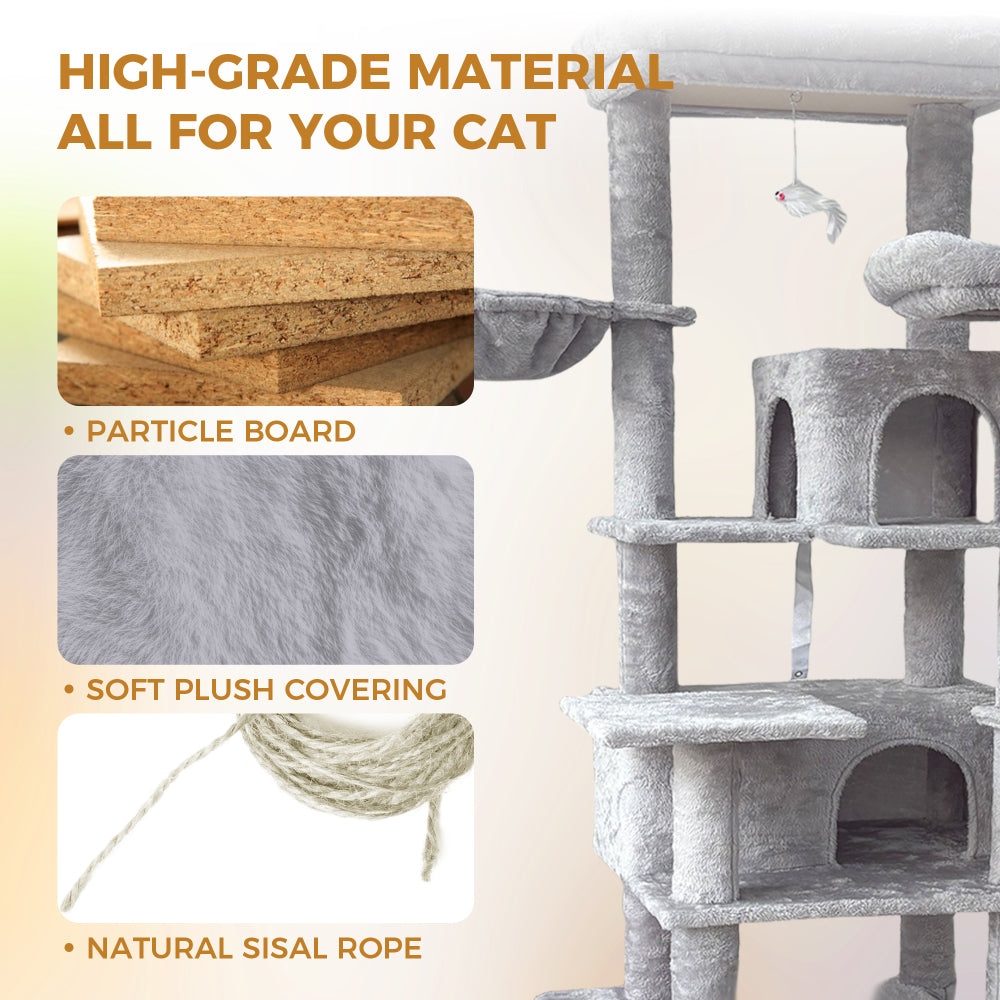 68 Inches Multi-Level Large and Tall Cat Tree gray