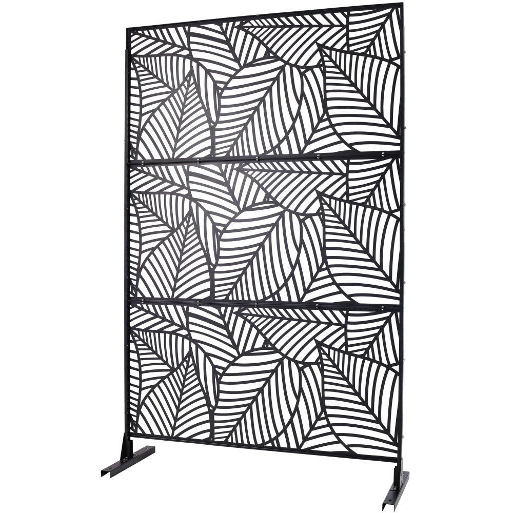 Outdoor & Indoor Privacy Screen Metal Privacy Screen 76" H×48" W, Freestanding Decorative Privacy Screen for Deck Balcony Patio, Privacy Fence Panels for Outside Lawn Garden PS111 BLACK