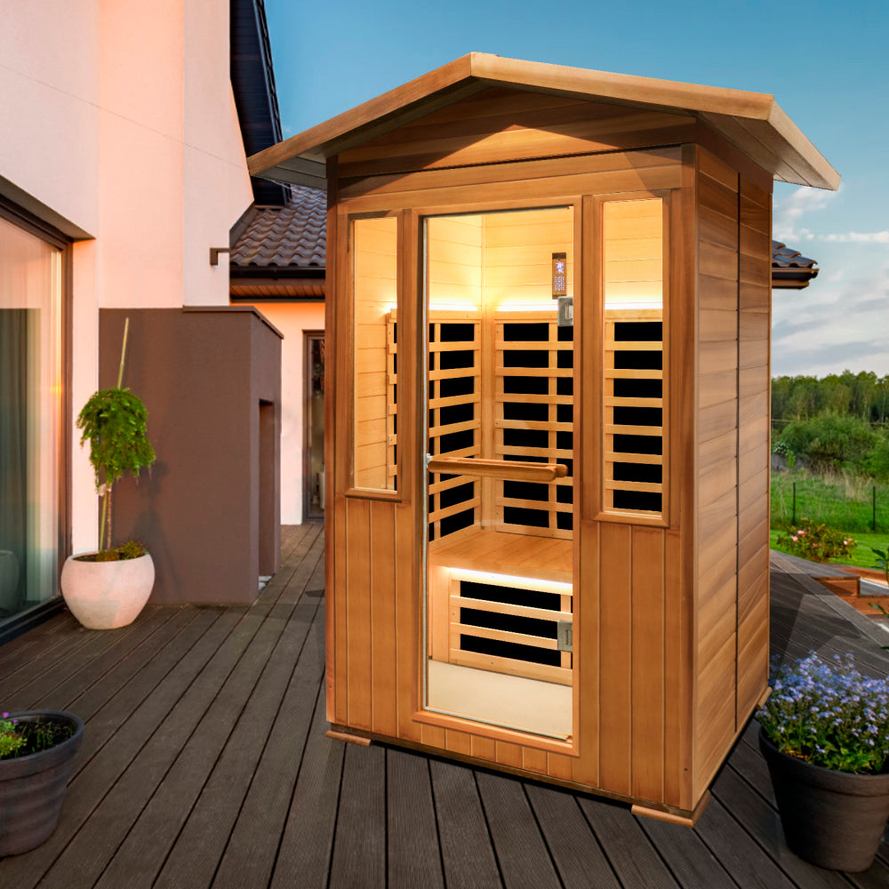 Outdoor Double Red Cedar Far Infrared Sauna Room
