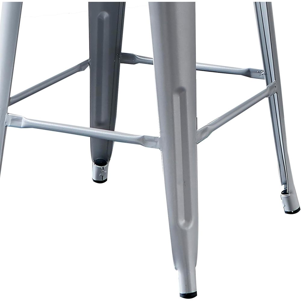 Modern Light Weight Industrial Contemporary Rustic Vintage Costal Metal Barstools with Bucket Back and 4 Leg Design, Seat Bar Stools (Set of 2) (30" Seat, Distressed White)
