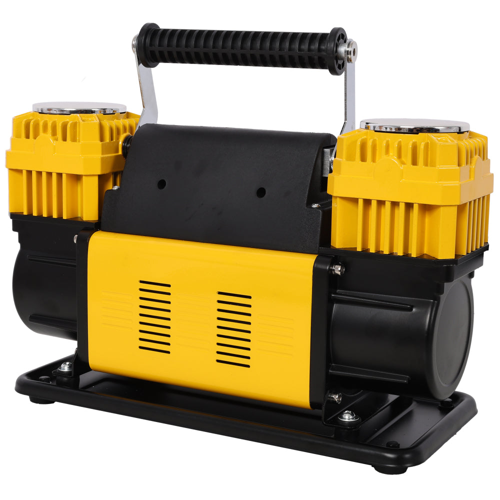12V Dual Cylinder Heavy Duty Air Compressor,Tire Inflator with Pressure Gauge, Max 150 PSI,Tire Inflator Air Pump for Car, SUV, RV, Truck