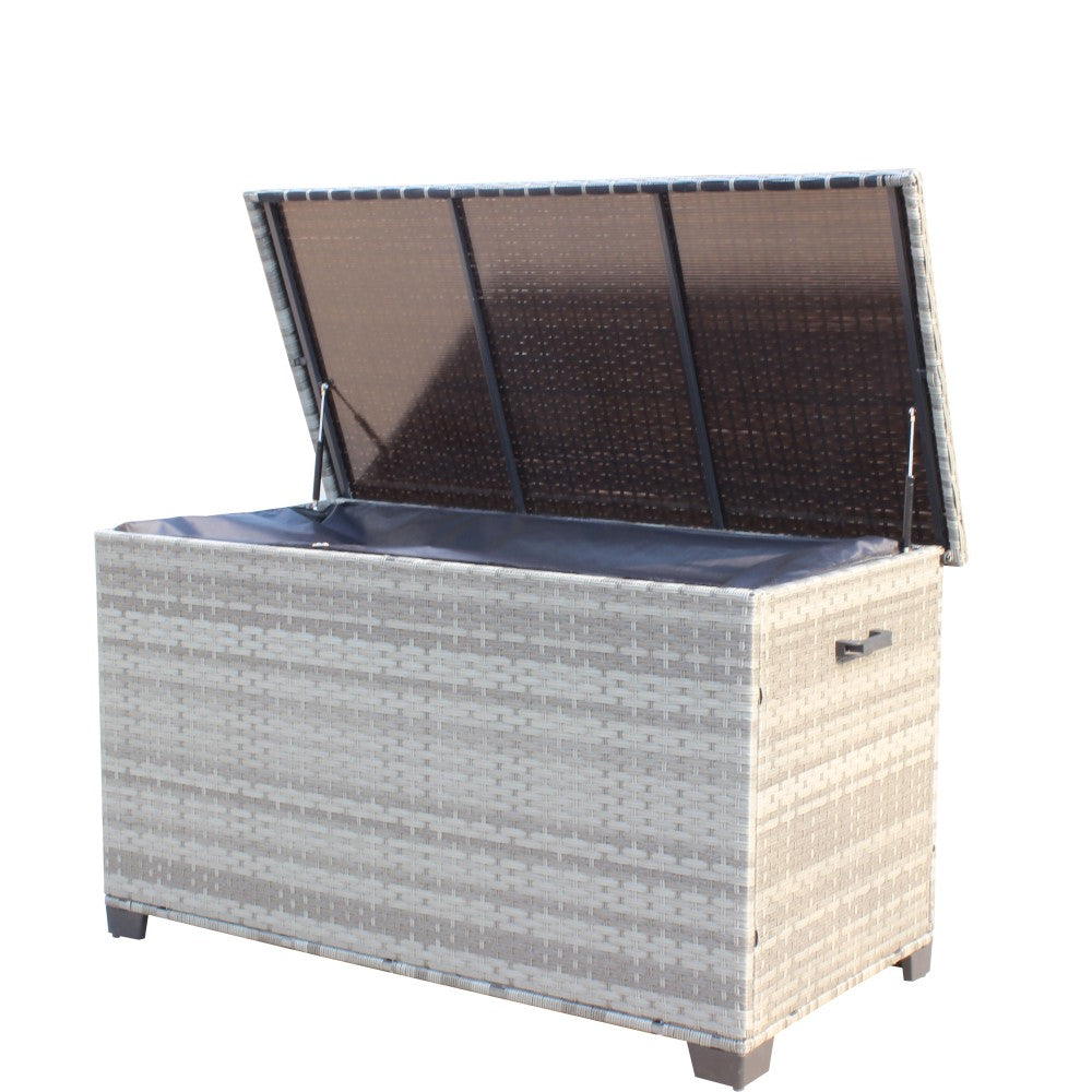 Wicker Patio Furniture Storage Box (Grey )