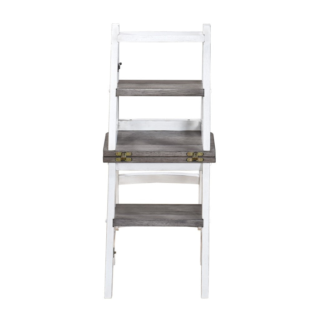 Solid Wood Foldable Ladderchair Dual Purpose Stepladders Step Display Stand Flower Stand forHome,Library,Kitchen