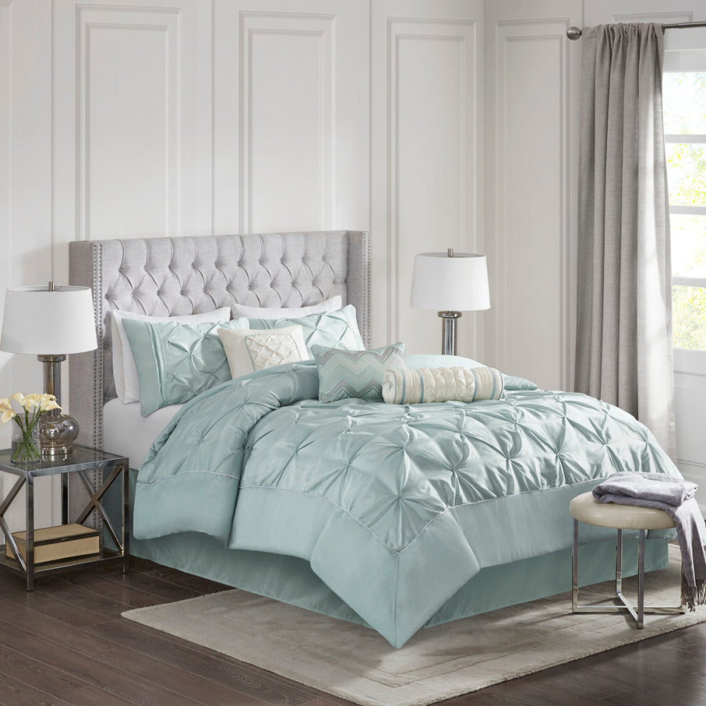 7 Piece Tufted Comforter Set Taupe King