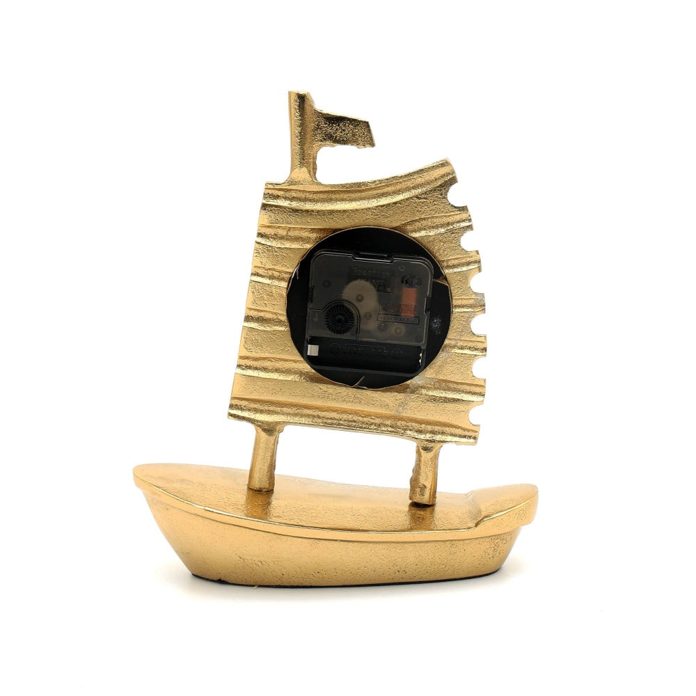 Decorative Table Clock with Gold Polished in Boat Shape-Desk clock