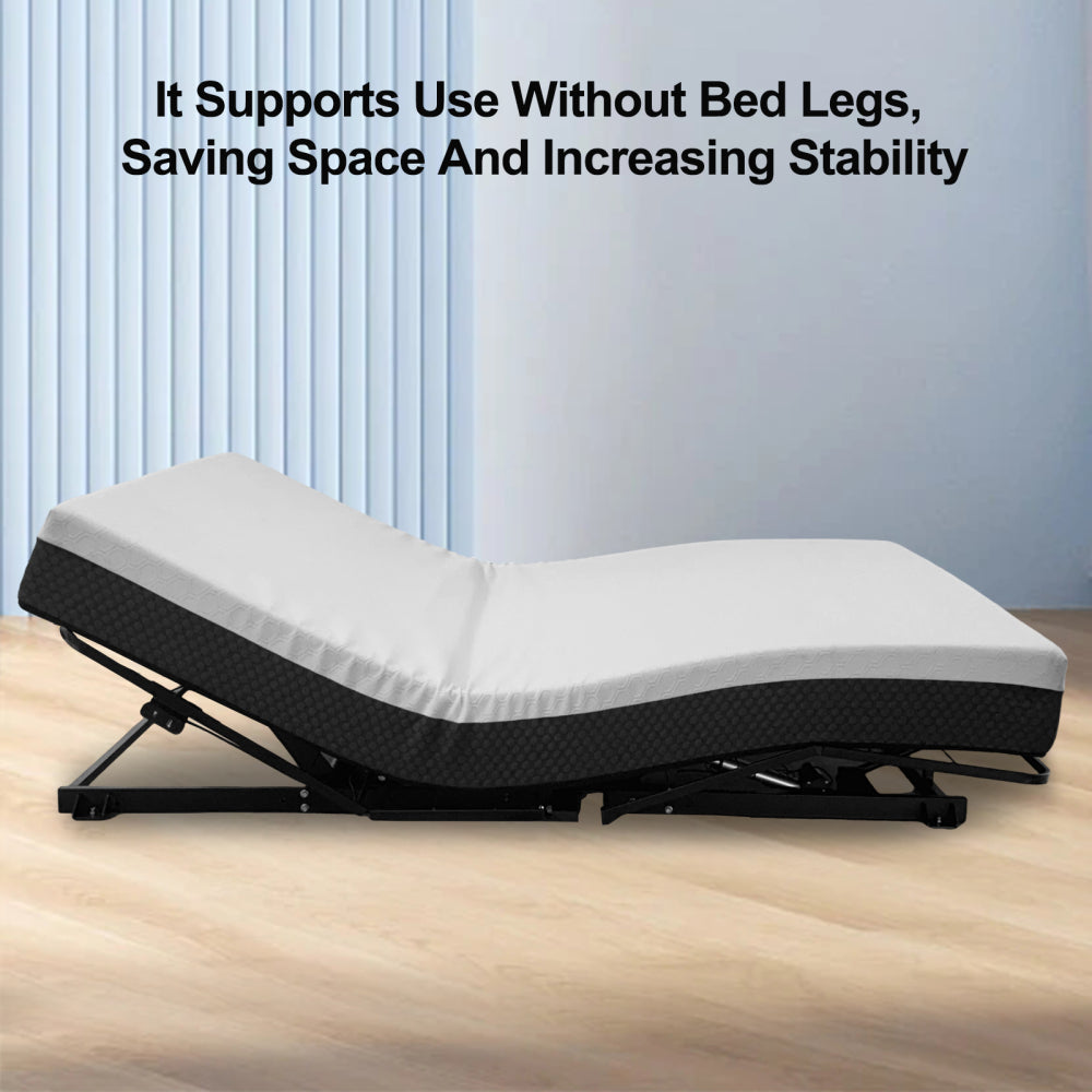 Zero-Clearance Adjustable Bed Base Frame Head and Foot Incline Quiet Motor Queen Size Zero Gravity, Dual USB A+C Ports