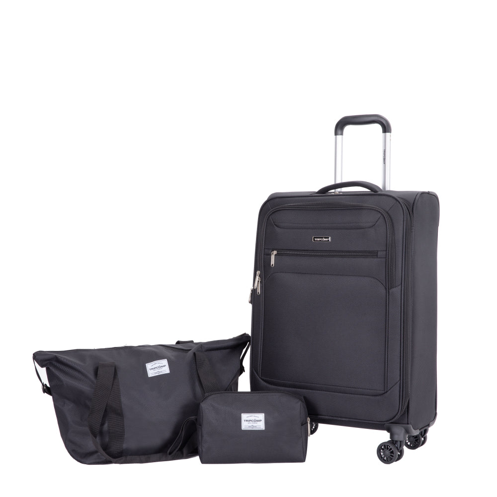 3-Piece Set (18/Travelbag /toiletry bag) ,Softshell Suitcase Spinner Wheels Terylene Polyester Luggage Sets Carry On Suitcase Luggage Lightweight Durable Suitcase WINE RED