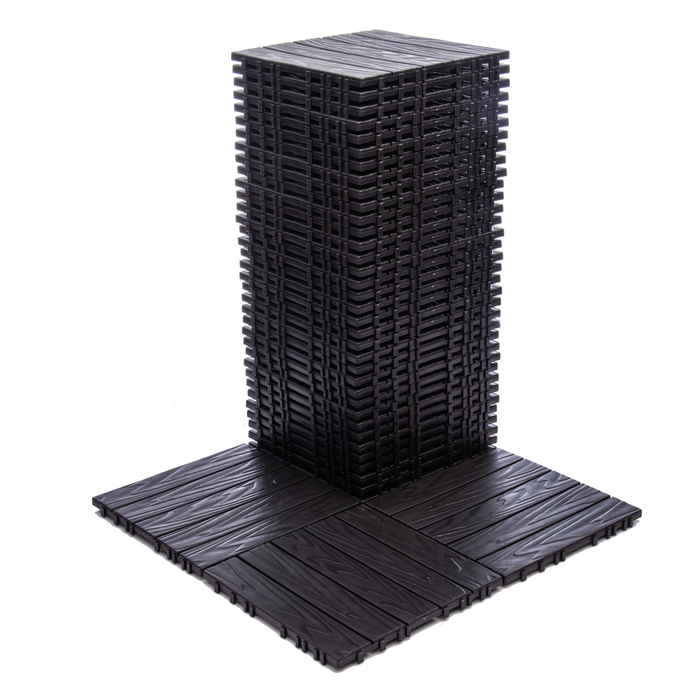 76-Pack 11.42"x11.42" Interlocking Deck Tiles - 68.80 Sq.Ft 3D Wood Grain Plastic Flooring for Outdoor Use,Waterproof & Moisture-Proof Patio Tiles, All-Weather Use & Easy Snap-Together Installation