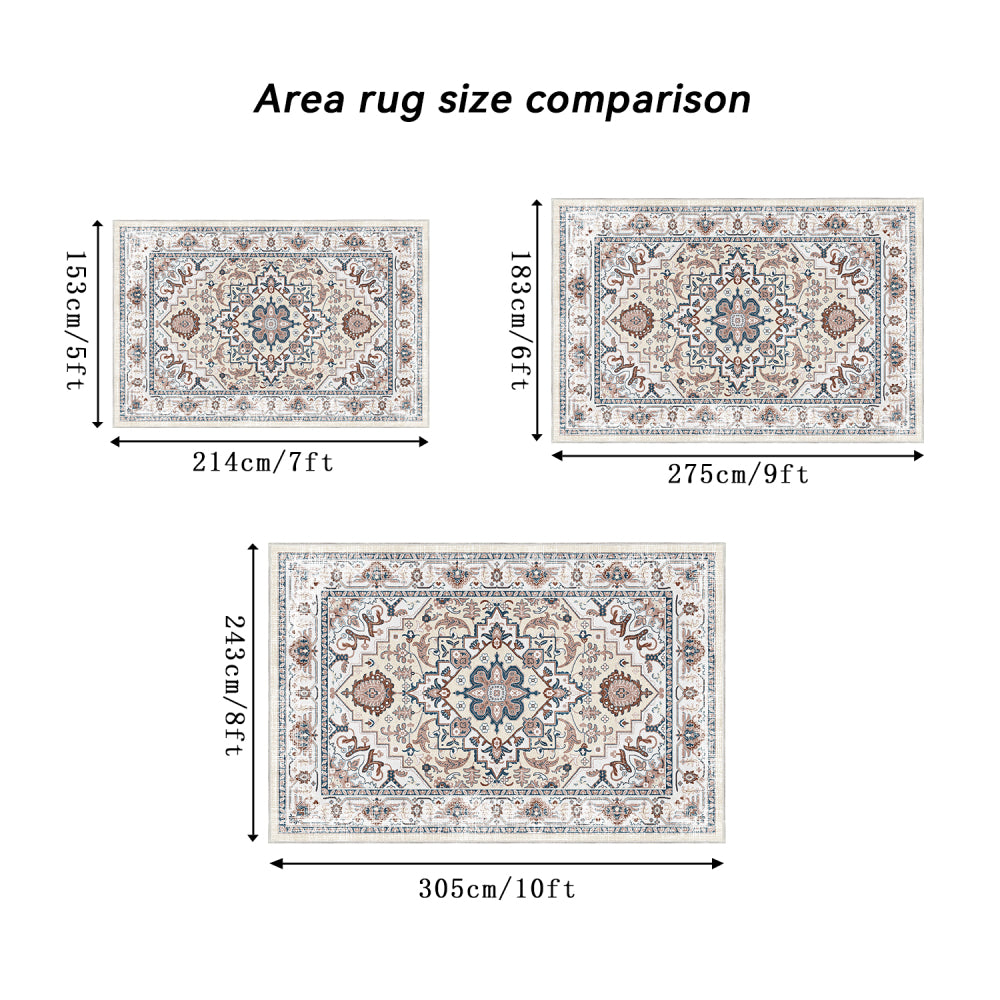 Area Rug 5x7 Vintage Bohemian Persian Non-slip Washable Rug For Living Room Kitchen Bedroom Living Room Flower Design Orange-yellow