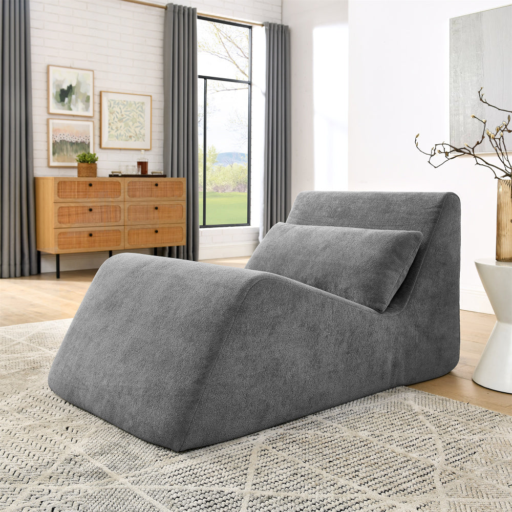 Bean Bag Chair, Lazy Floor Sofa Couch for Adults and Kids, Fireside Chair with Ergonomic Design, Memory Foam Lounge Chair for Living Room Bedroom, Office, Orange