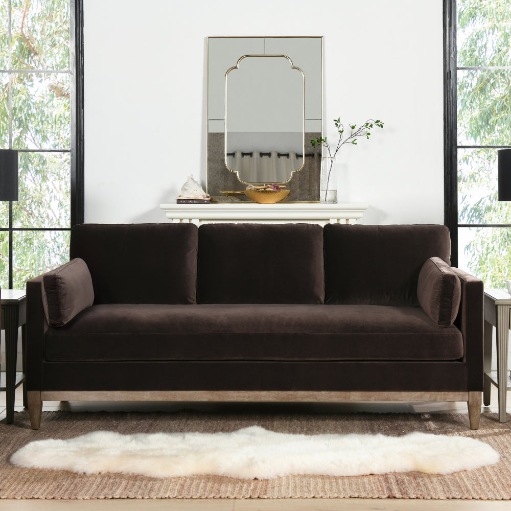 Knox 89" Modern Farmhouse Reversible Chaise Sectional Sofa, French Beige Performance Velvet