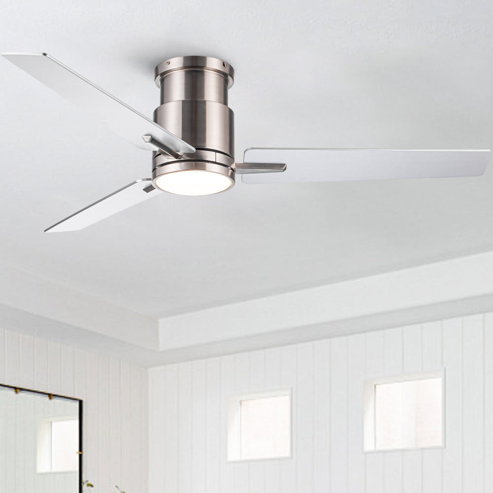 48" Brushed Nickel Lowe Profile Ceiling Fan with Light