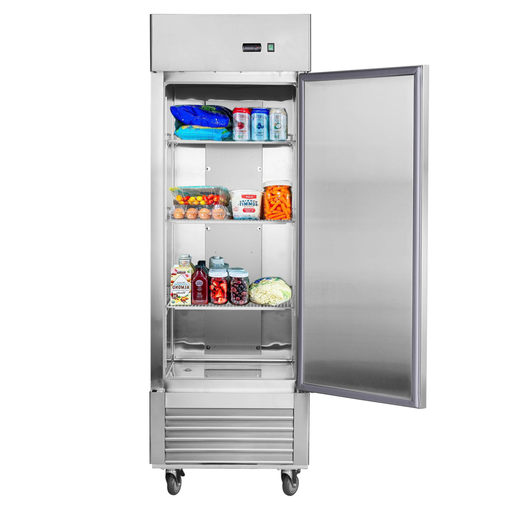 54"W Commercial Refrigerator 2 Section 2 Solid Door Stainless Steel Interior and Exterior Reach-in Refrigerator 42.2 Cu.ft. Upright Fan Cooling Refrigerator for Restaurants and Commercial Environments