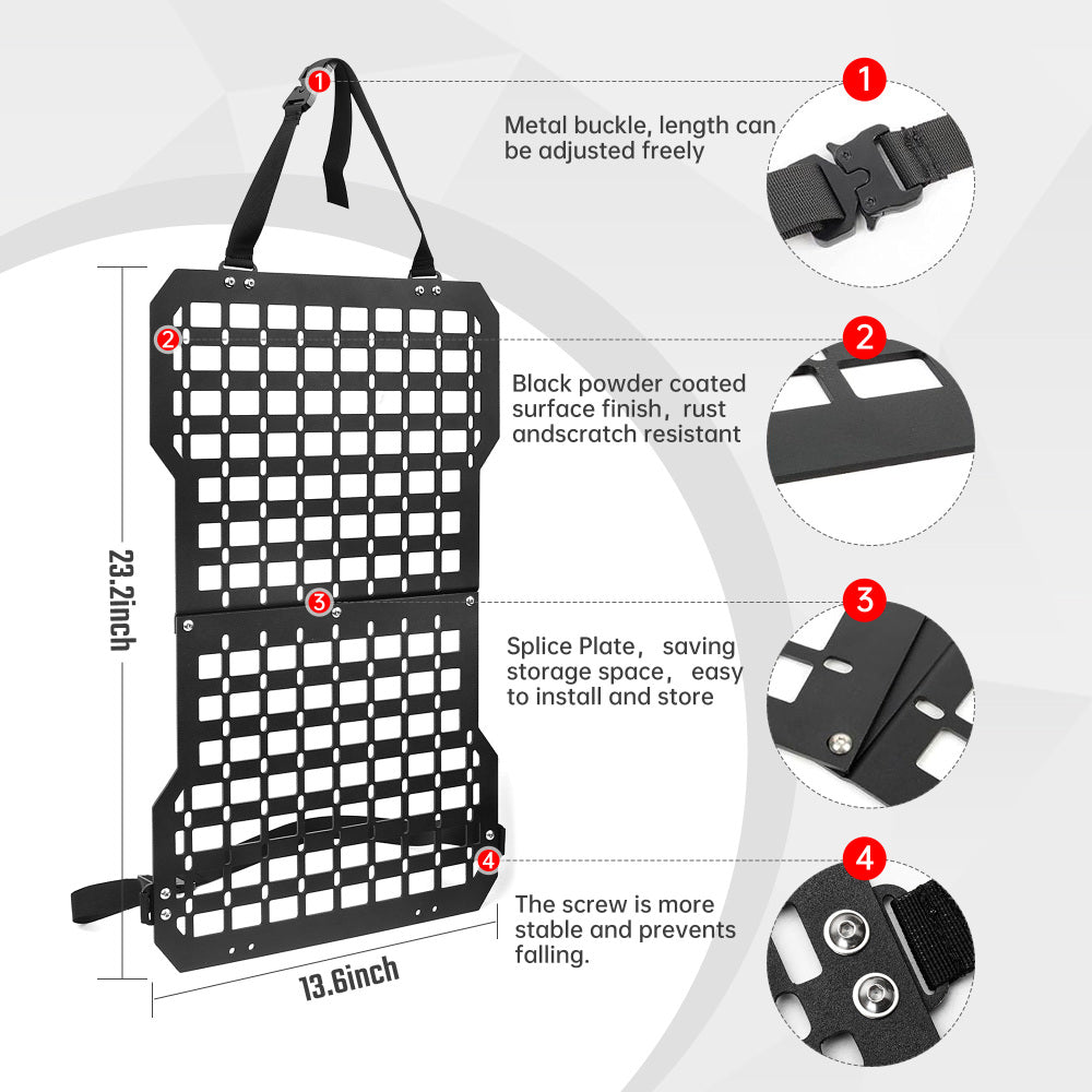 Universal Seat Back Molle Panel Organizer With Gun Holder