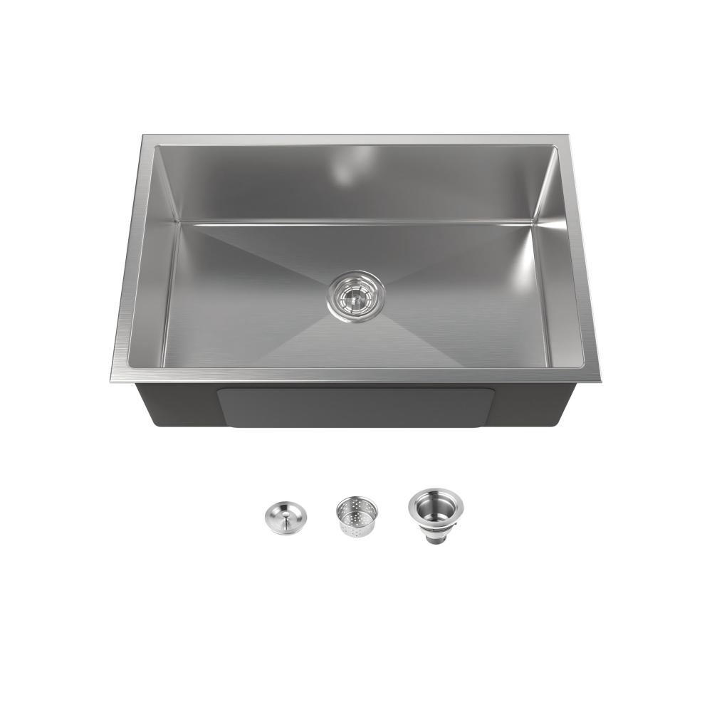 Stainless Steel Kitchen Sink, 30″x19″ Single Bowl, Undermount HandmadeSink in Black, with US Standard Drain and Hook, SS-BL-05