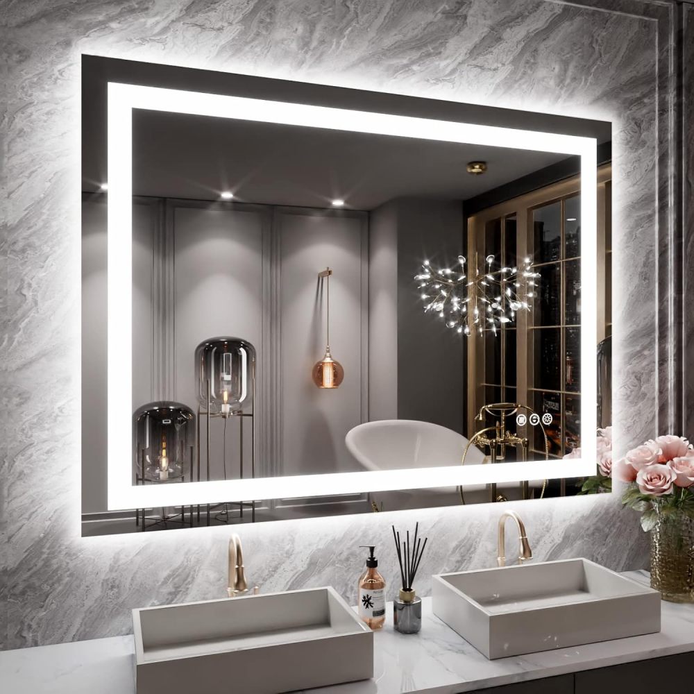 32x24 Inch IP54 Waterproof Bathroom Vanity Mirror - Anti-Fog LED, Front/Backlit, Touch Control, High Lumen LED with CRI 95 Mirror, Infinitely Dimmable, Adjustable 3000K/4500K/6000K Color Temperatures