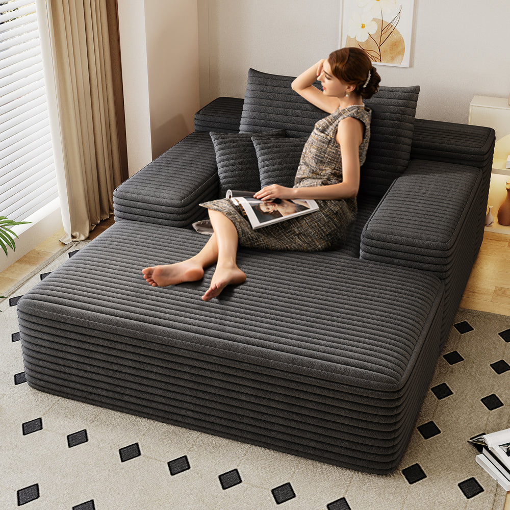 68"*51" Chaise Lounge Chair Indoor, Oversized Upholstered Sofa Bed, Sleeper Couch Reading Chairs Fluffy Plush Faux Fur Cloud Sofas Couches for Living Room,Dark Grey