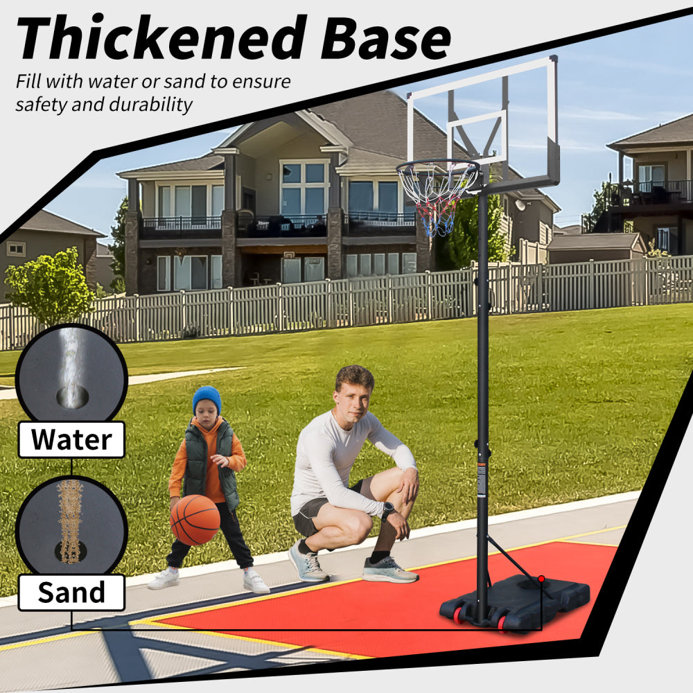 Use for Outdoor Height Adjustable 5.7 to 10ft Basketball Hoop 44 Inch Backboard Portable Basketball Goal System with Stable Base and Wheels