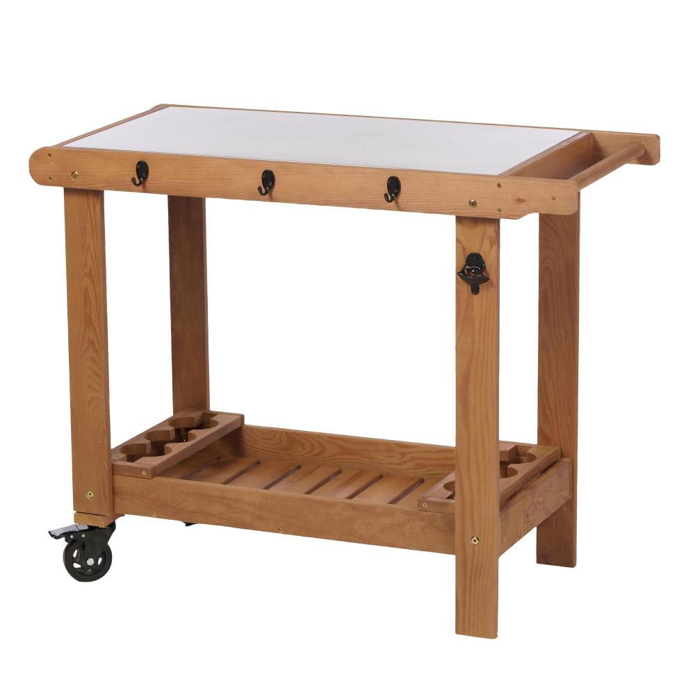 Outdoor Wooden Potting Bench Table with Sink, Garden Table Work Bench with Storage, Workstation for Outside Patio Lawn