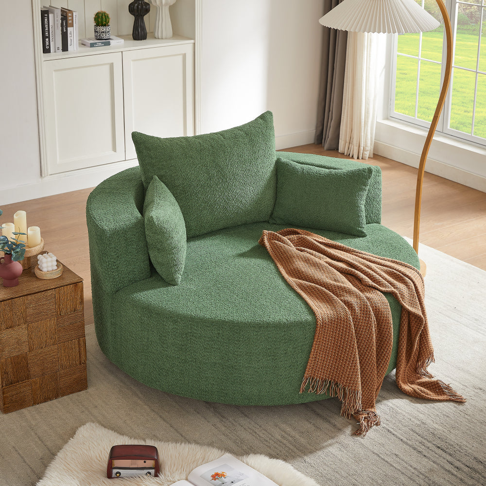 360° Swivel Chair Accent Barrel Chair Swivel Round Sofa Chair with 3 Removable Pillows for Living Room, Bedroom, Office and Hotel,Beige