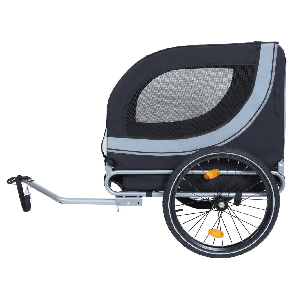 Large Folding Bike Trailer for Dogs – 66LB Capacity All-Terrain Pet Carrier, Durable Steel Frame for Cycling, Jogging, Camping & Outdoor Adventures, Black- Gray