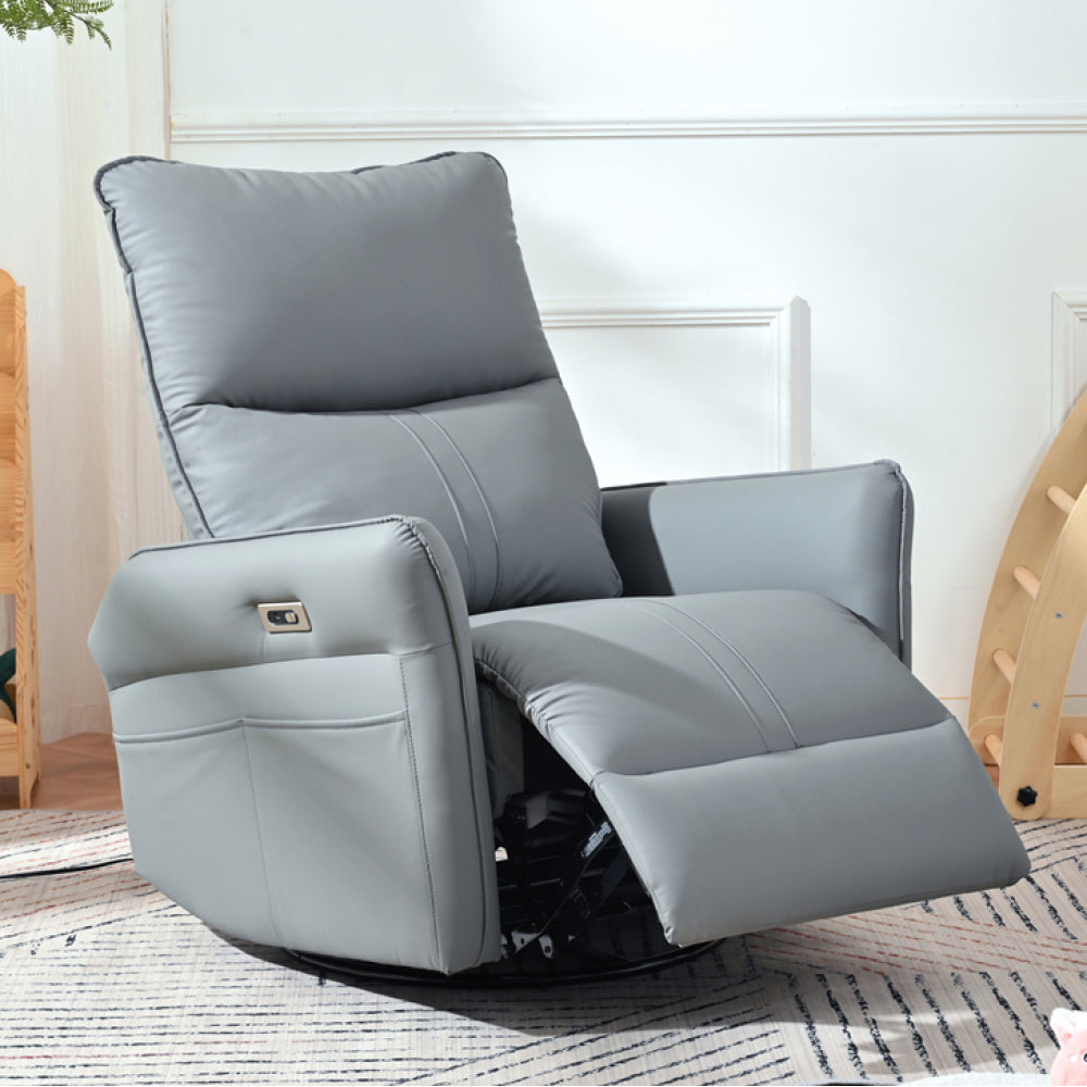 Rocking Recliner Chair,360 ° Swivel Nursery Rocking Chair,Glider Chair,Modern Small Rocking Swivel Recliner Chair for Bedroom,Living Room Chair Home Theater Seat,Side Pocket(Light Gray+360°Swivel)