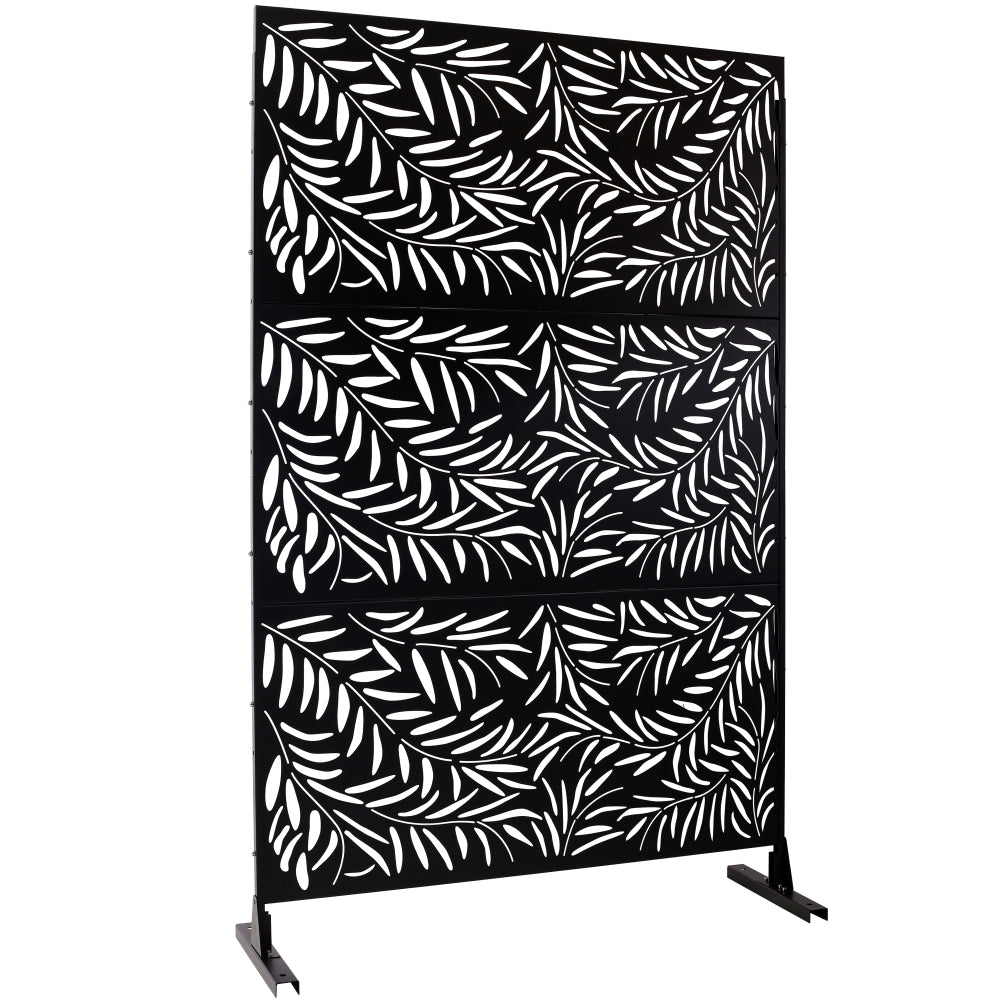 Outdoor & Indoor Privacy Screen Metal Privacy Screen 76" H×48" W, Freestanding Decorative Privacy Screen for Deck Balcony Patio, Privacy Fence Panels for Outside Lawn Garden PS119 BLACK