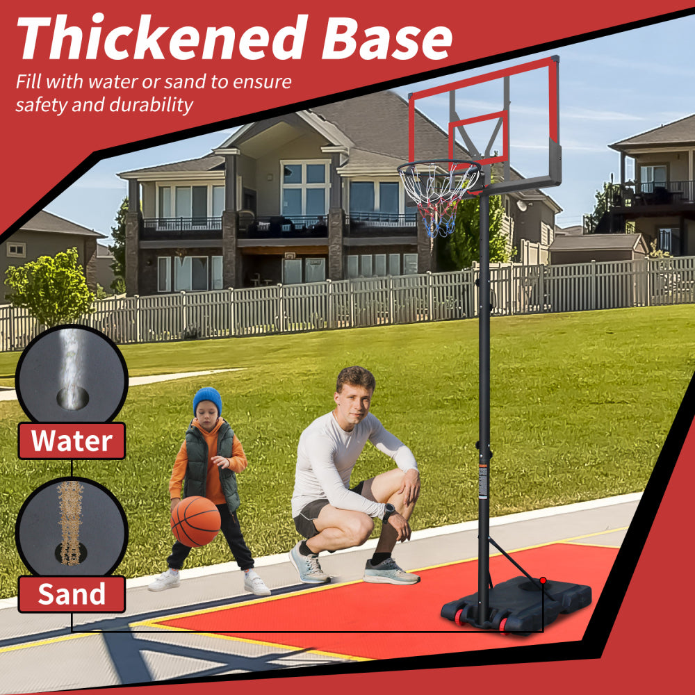 Use for Outdoor Height Adjustable 5.7 to 10ft Basketball Hoop 44 Inch Backboard Portable Basketball Goal System with Stable Base and Wheels