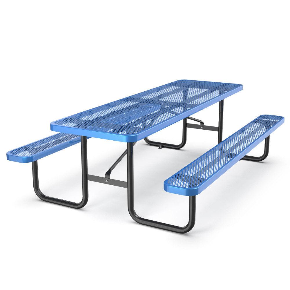 Round Outdoor Steel Picnic Table 46" with umbrella hole,Blue