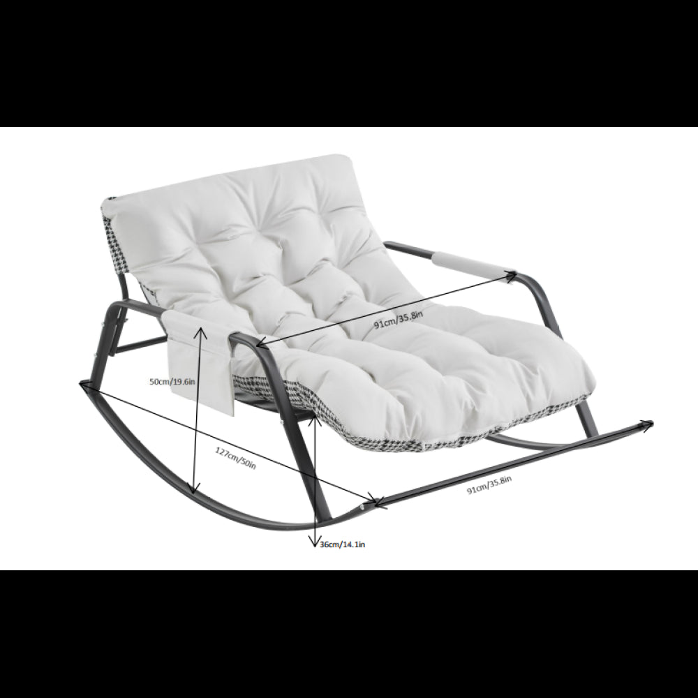 Rocking Chair with Extra-Wide Technical leather Upholstered Gliding Chair Boucle Reclining Chair, Modern Accent Chair for Living Room Nursery Bedroom -white