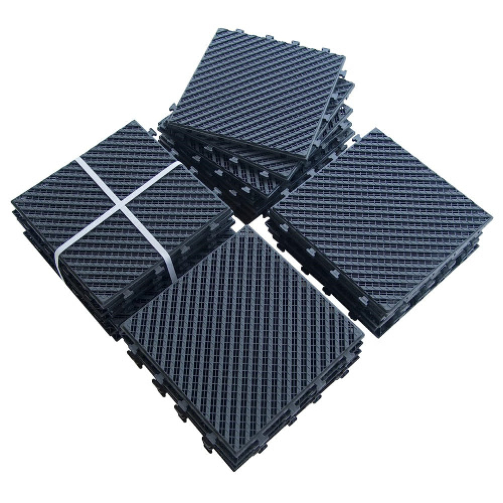 Patio Interlocking Deck Tiles, 12"x12" Square Composite Decking Tiles, Four Slat Plastic Outdoor Flooring Tile All Weather for Balcony Porch Backyard, (Brown, Pack of 36)