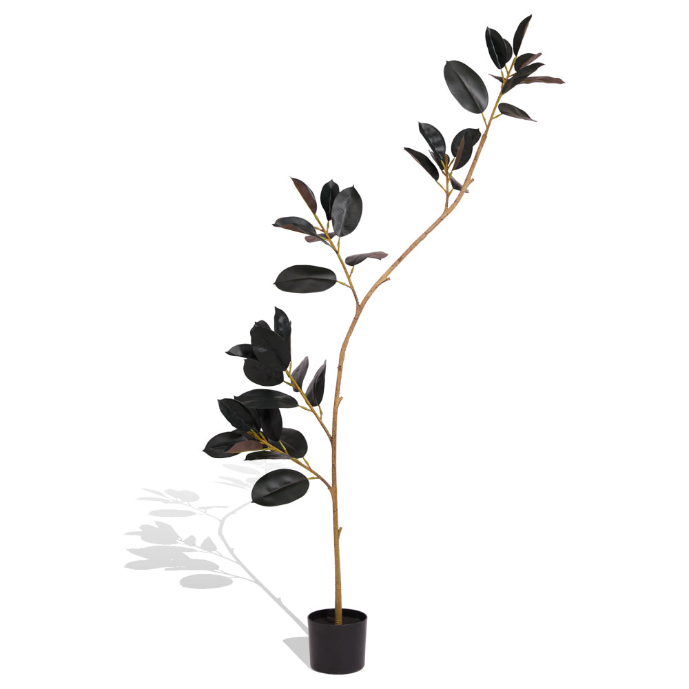Artificial Rubber Tree, 210cm Tall Faux Indoor Floor Plant with Real Touch Leaves, Decorative Tropical Greenery for Home or Office, 1pc/set