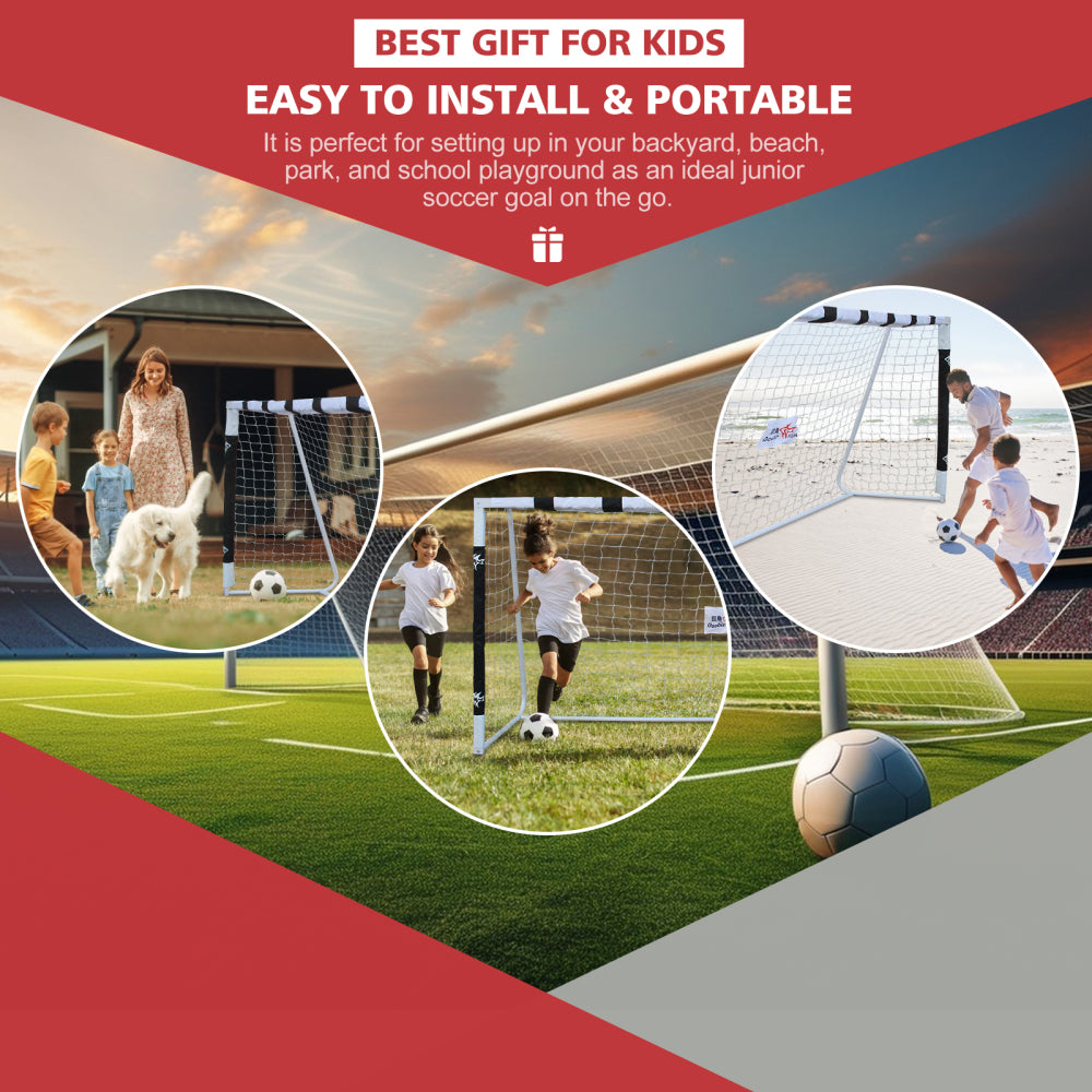DOUBLE FISHLarge Durable 10x5.2ft Backyard Soccer Goal Set Weatherproof UPVC Frame, Heavy-Duty Soccer Nets, Convenient Carry Bag, Sturdy Ground Stakes