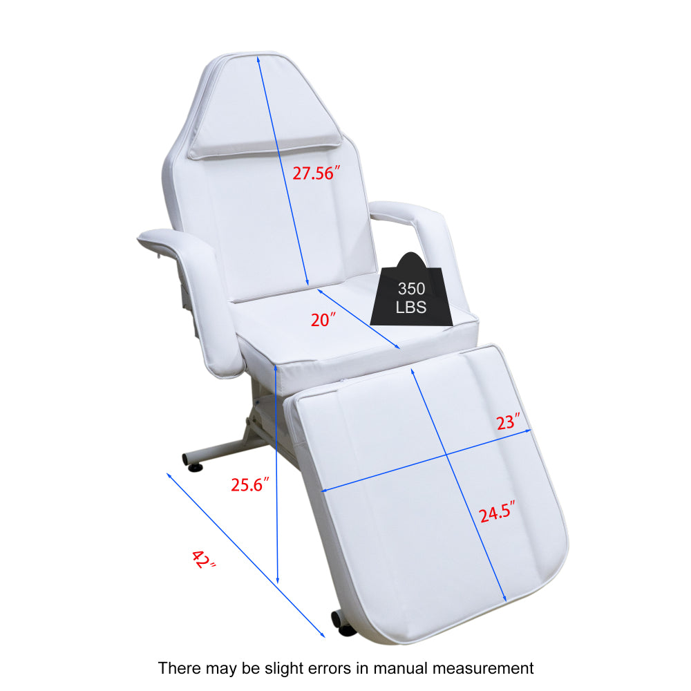 Tattoo Chair for Client, Facial Beds for Esthetician Adjustable 3-Section Lash Tattoo Bed, 72 Inches Facial Spa Chair Professional Tattoo Chair for Artist Beauty Massage Salon, White