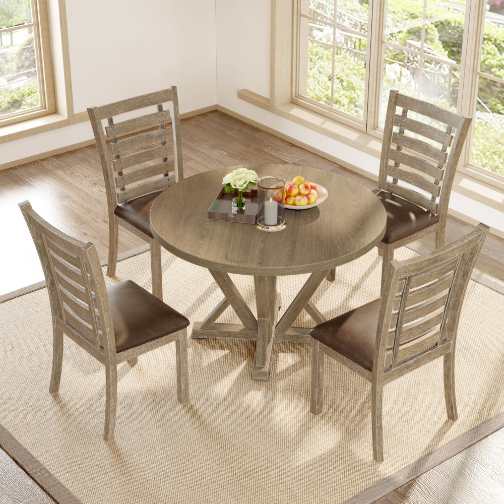 2 Pieces Set Dining Side Chair Rustic Modern Farmhouse Design Retro Design With Metal X Design